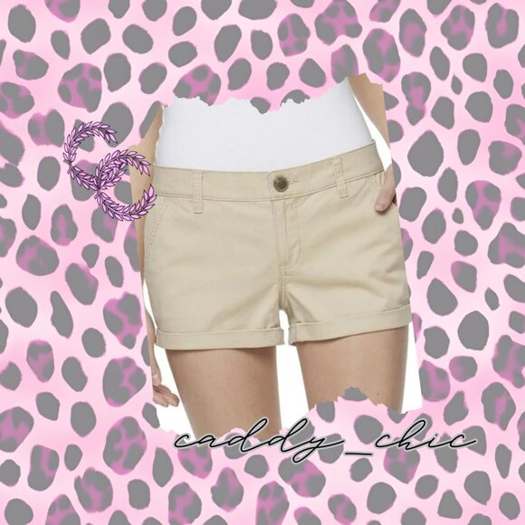 NWOT Khaki Cuffed Shorts - Size 13 Juniors - 3.5" Inseam - Back Slit Poc… - Picture 1 of 9